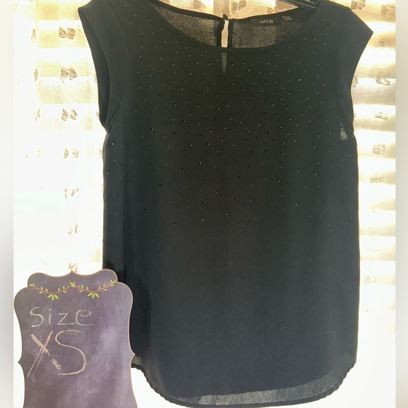 APT.9 Black dressy short sleeve size X-Small color black with black jewels - Picture 1 of 2
